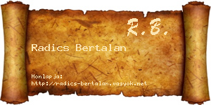 Radics Bertalan névjegykártya